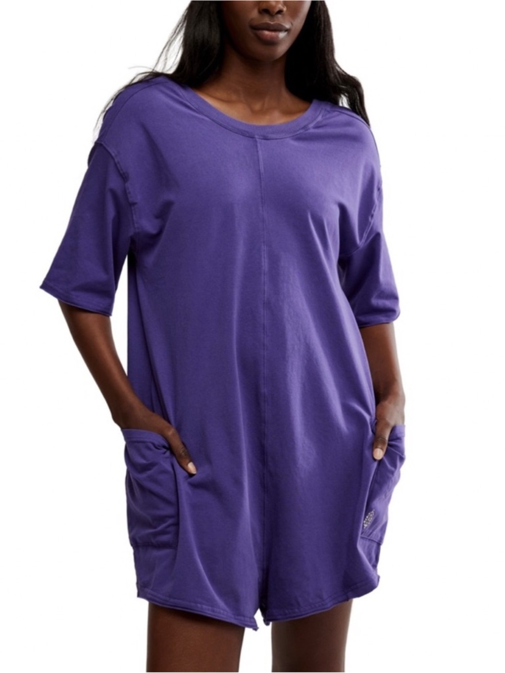 FP Movement by Free People Hot Shot Tee Romper in Dark Amethyst Size M